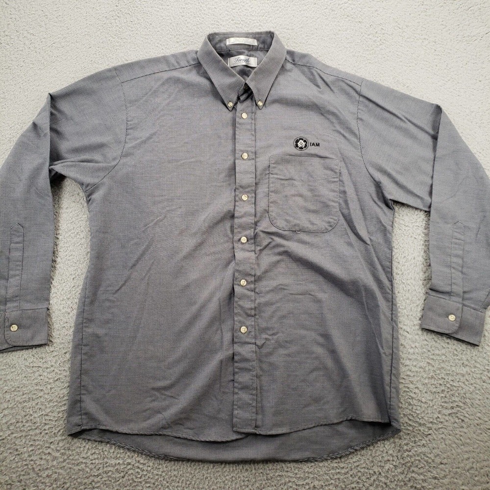 Forsyth Shirt Mens Large Gray‎ Houndstooth Button Down Long Sleeve Embroidered